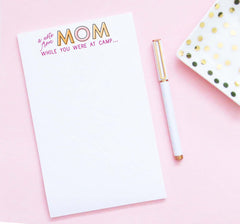 np266 Personalized Summer Camp Notepad From Mom parents hello