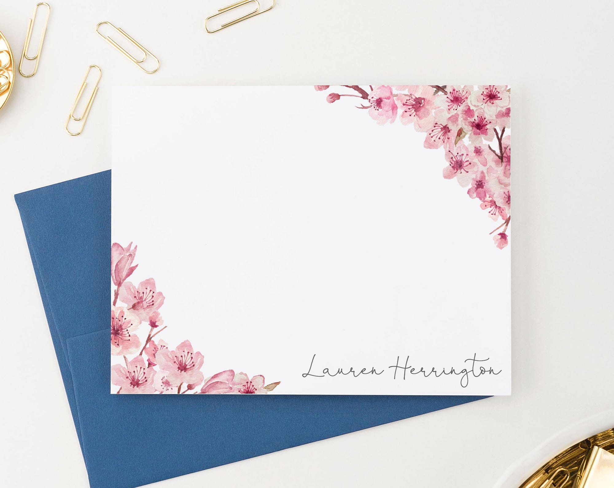 ps176 Personalized Elegant Cherry Blossom Stationary florals flowers