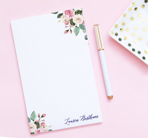 Elegant Script Note Pads Personalized Set - Modern Pink Paper