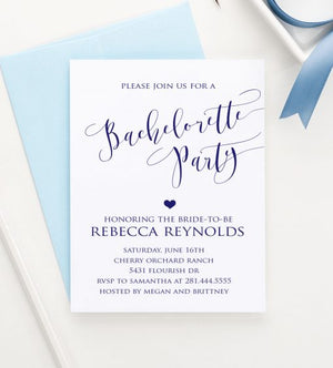Elegant Calligraphy Bachelorette Party Invitations Customized