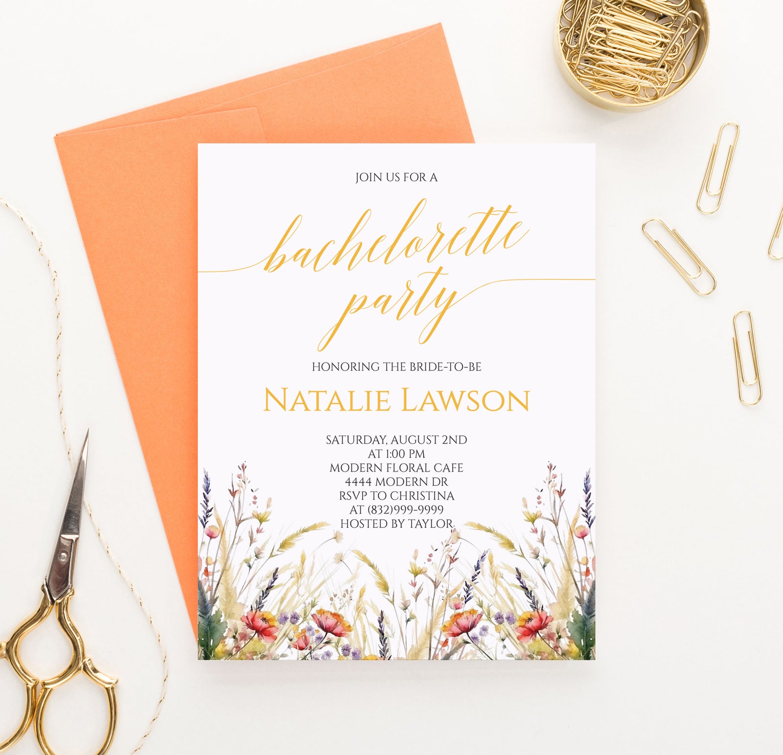 Fall Wildflower Bachelorette Party Invitation For Bride