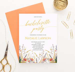 Fall Wildflower Bachelorette Party Invitation For Bride