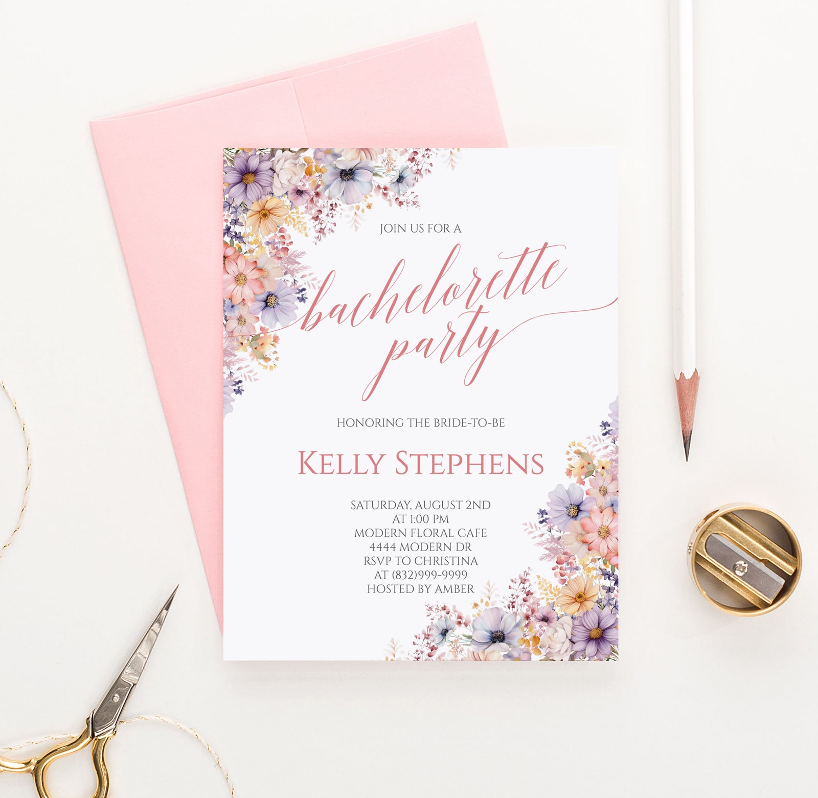 Classic Floral Bachelorette Party Invitations