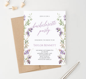 Classy Bachelorette Party Invitations With Purple Florals