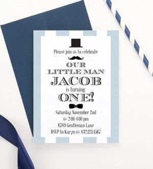 Our Little Man Birthday Party Invitations Personalized