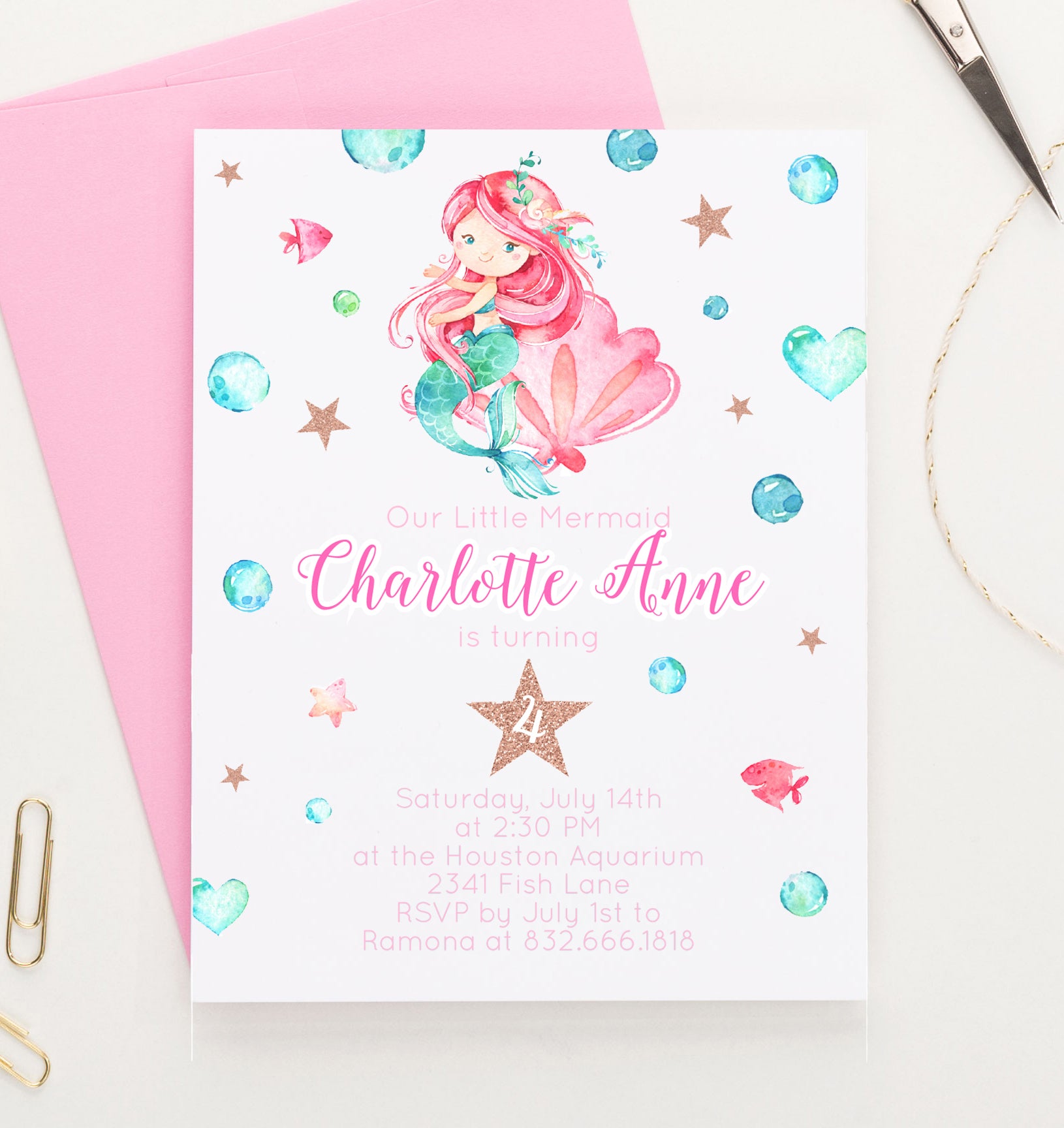 Our Little Mermaid Party Invitations Personalized