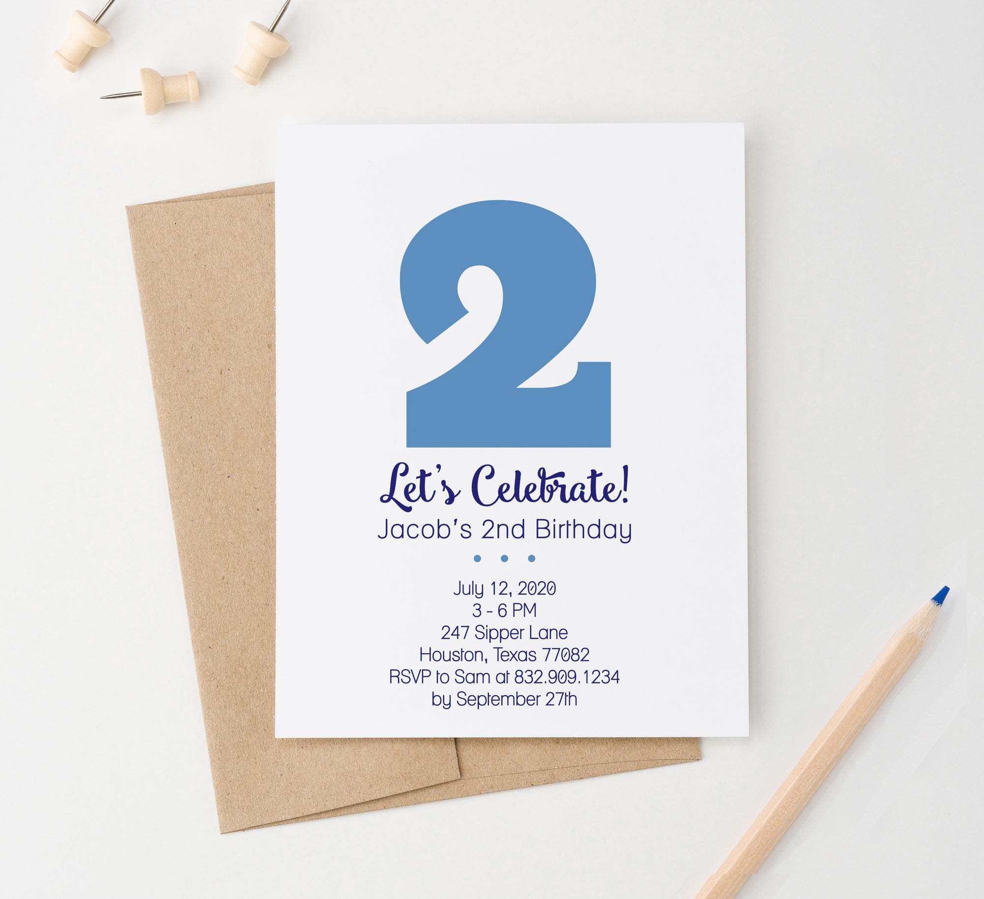 Simple Boys Birthday Party Invitations Choose Your Age