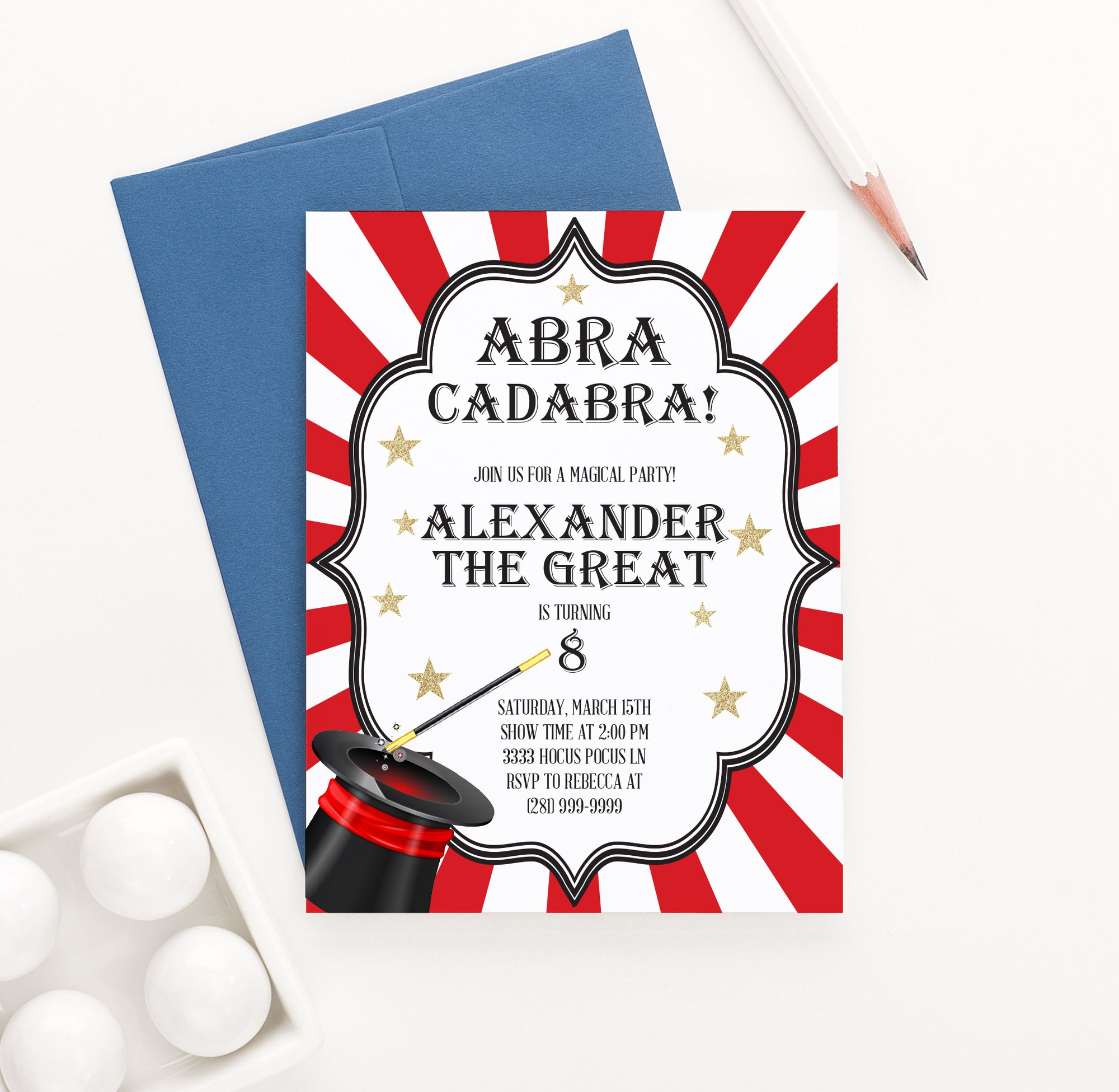 Abra Cadabra Magic Party Invitations Personalized