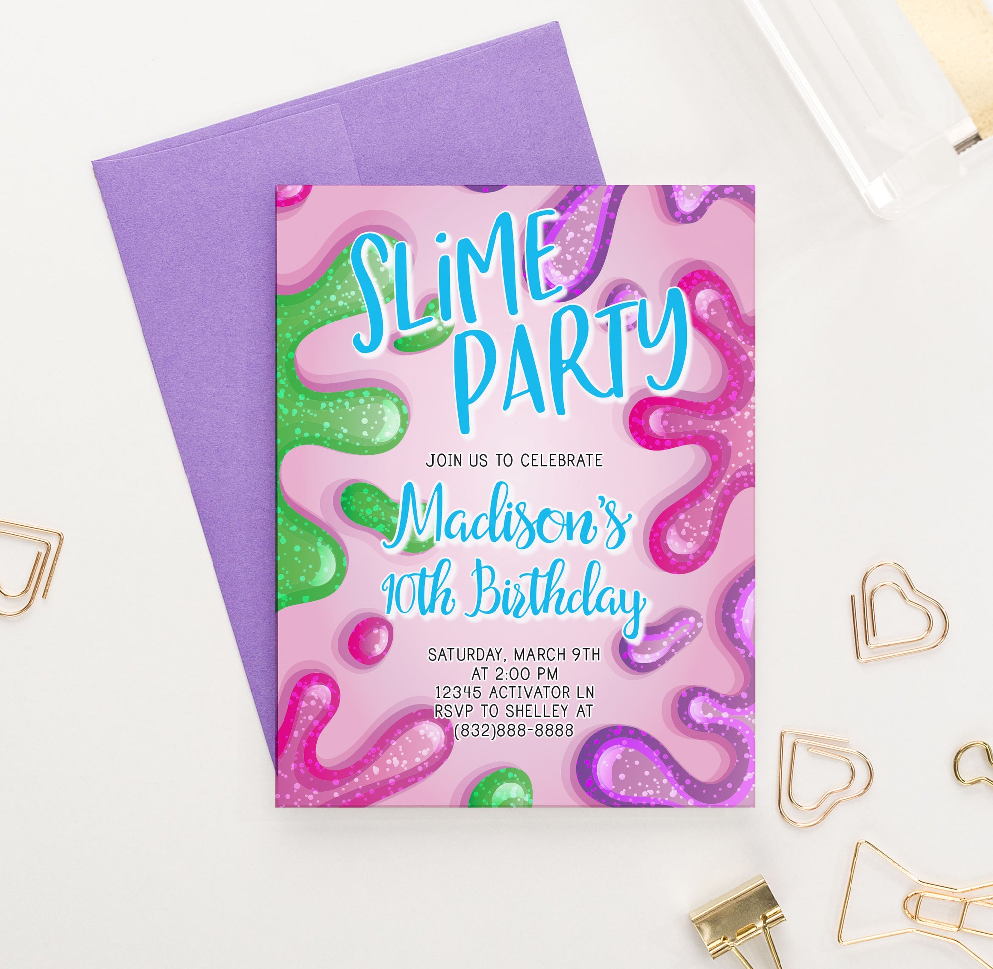 Personalized Slime Party Invitations