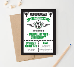 Soccer Birthday Party Invitations Personalized