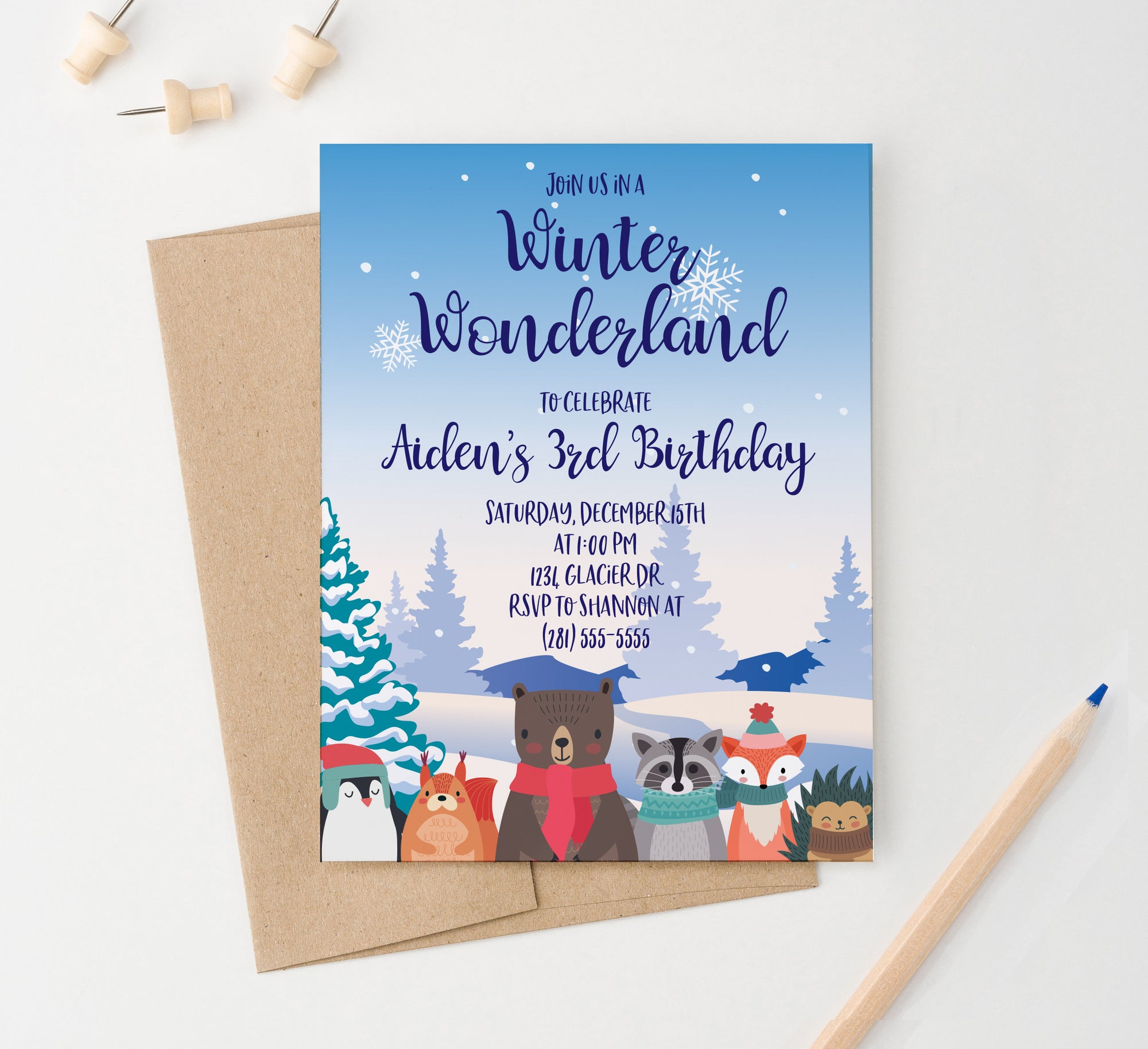 Winter Wonderland Birthday Invitations Personalized
