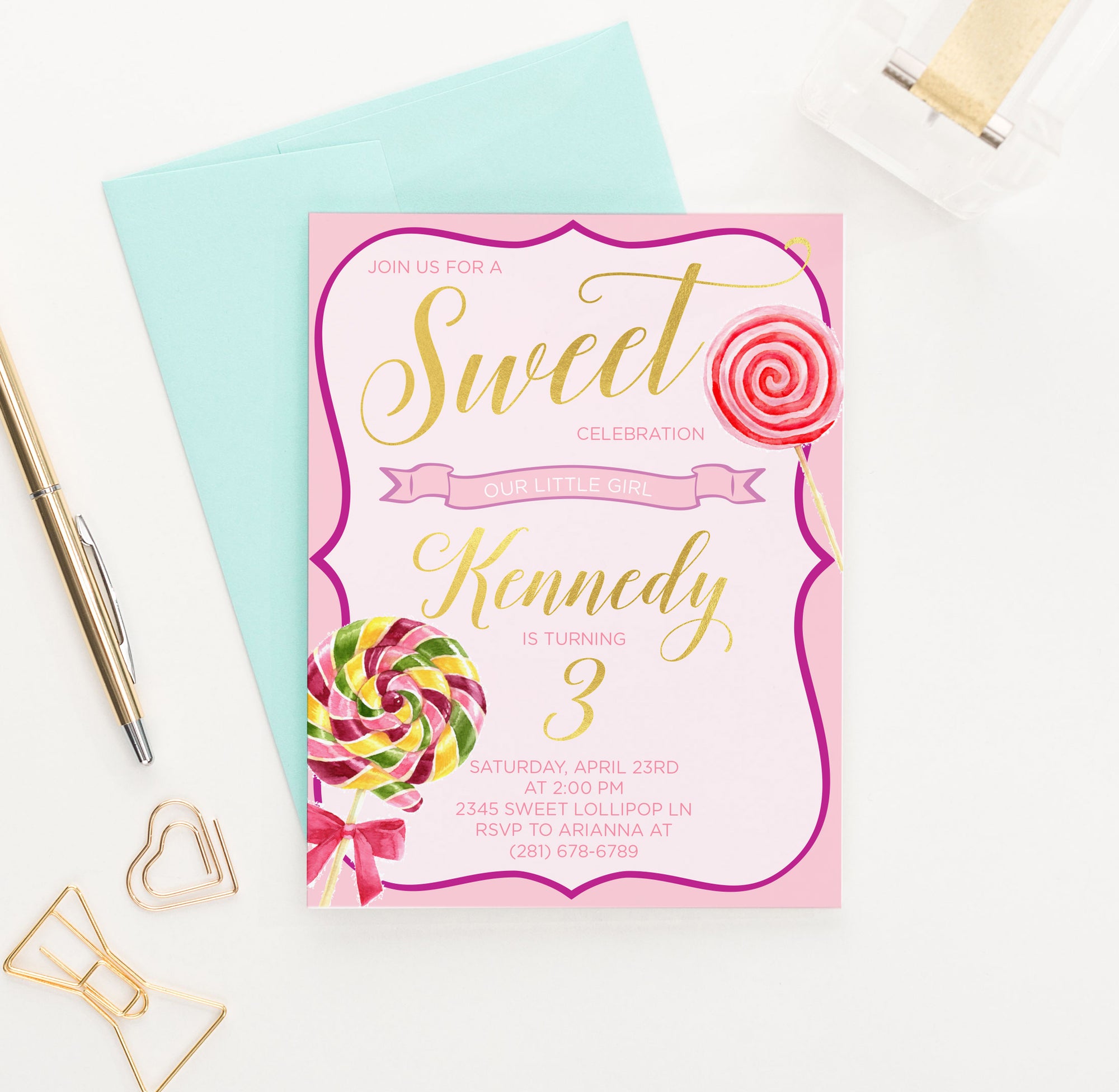 Sweet Celebration Birthday Party Invitations With Candy