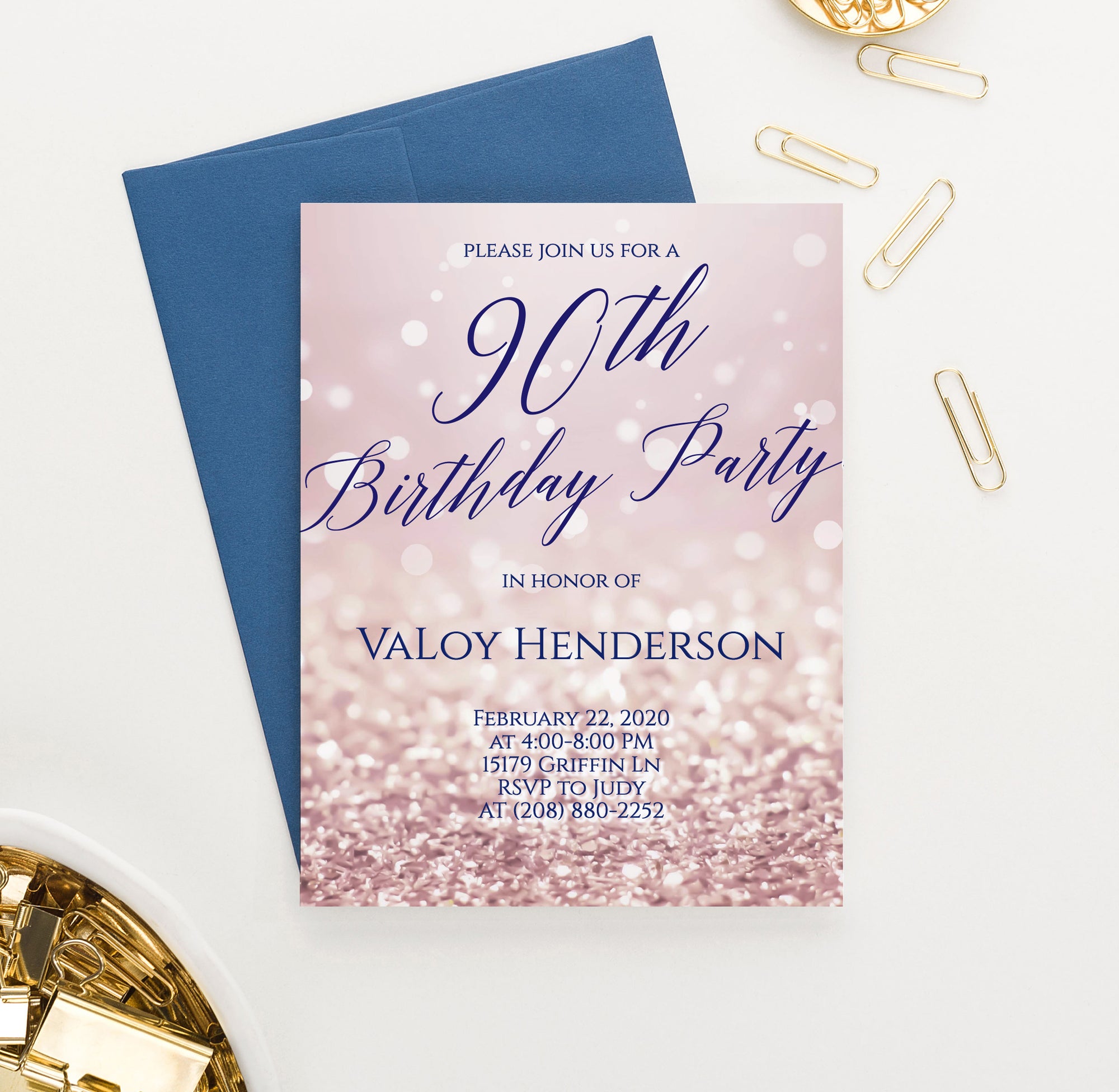 Rose Gold Sparkles 30th Birthday Party Invitations Personalized