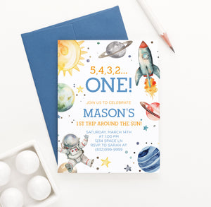 Space 5 4 3 2 One Birthday Invitations Personalized