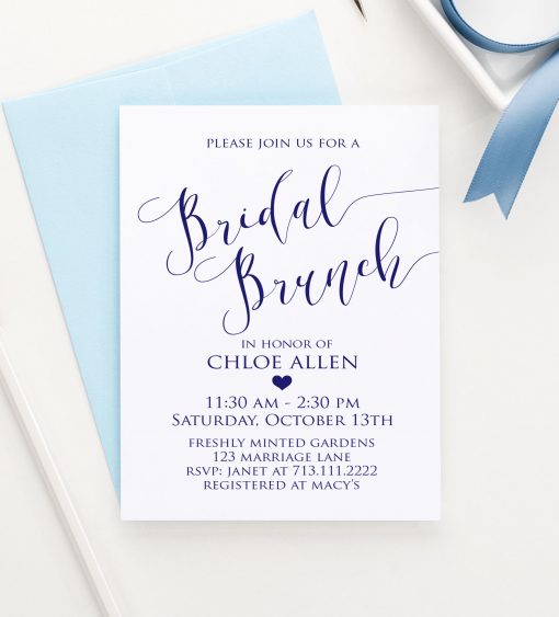 Elegant Calligraphy Bridal Brunch Invitations Customized