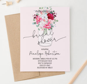Rustic Mason Jar Bridal Shower Invitations Personalized