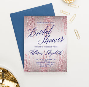 Elegant Personalized Rose Gold Glitter Bridal Shower Invitations