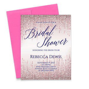 Elegant Personalized Rose Gold Glitter Bridal Shower Invitations