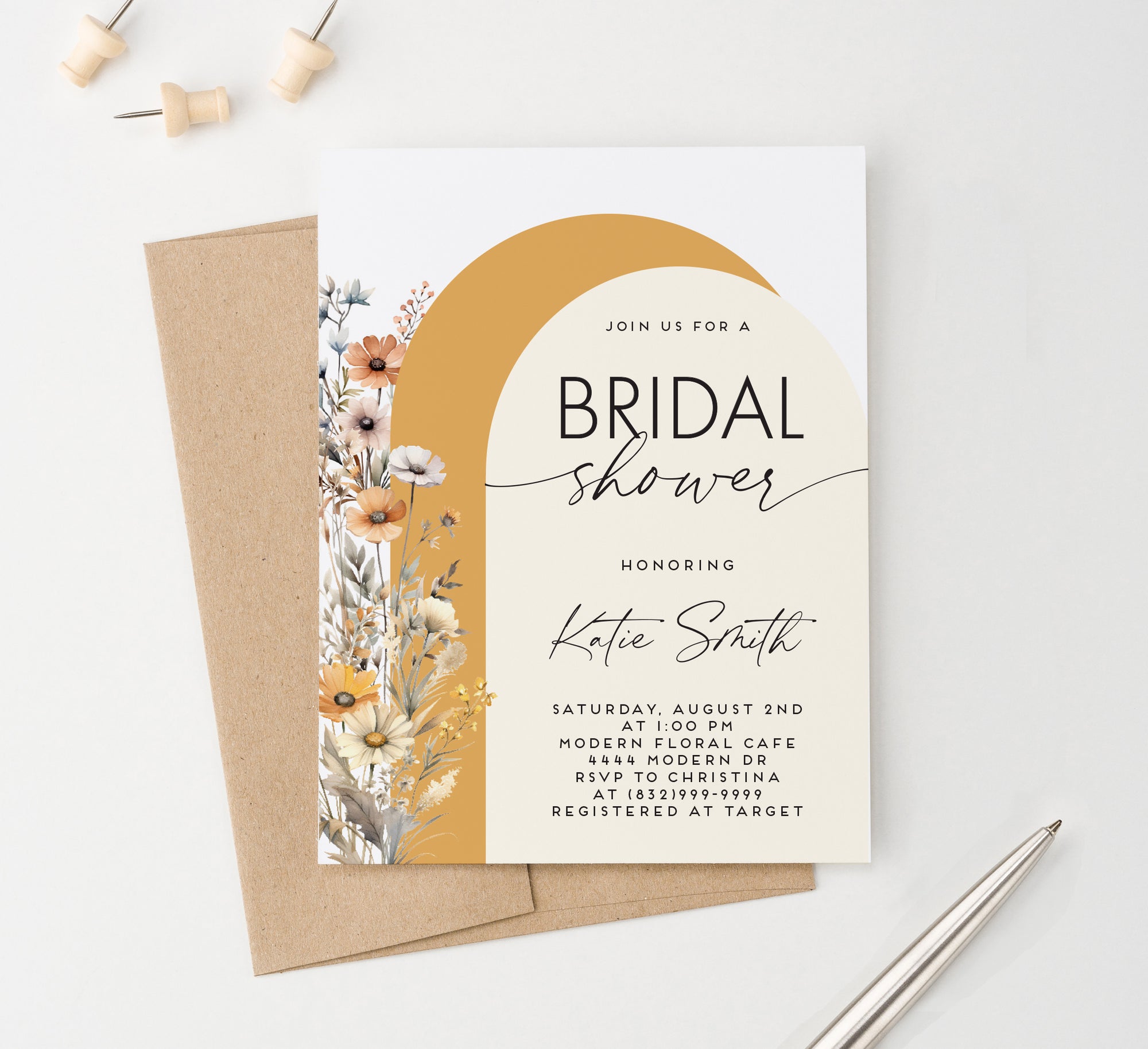 Fall Boho Bridal Shower Invitations With Arches