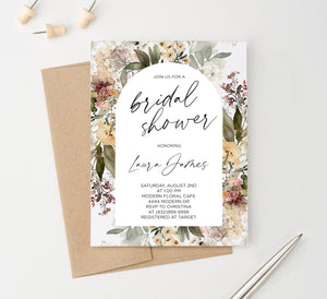 Elegant Bridal Shower Invitations With Floral Arch