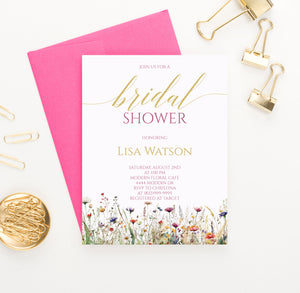 Bridal Shower Personalized Invitations With Wildflowers