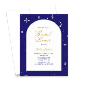 Modern Celestial Bridal Shower Invitations With Stars