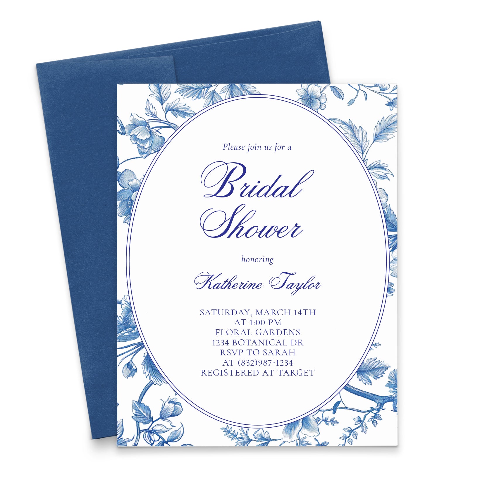 Blue And White Chinoiserie Bridal Shower Invitations