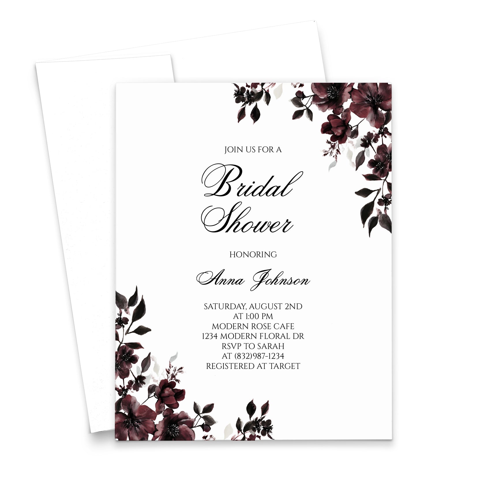 Gothic Theme Bridal Shower Invitations With Florals