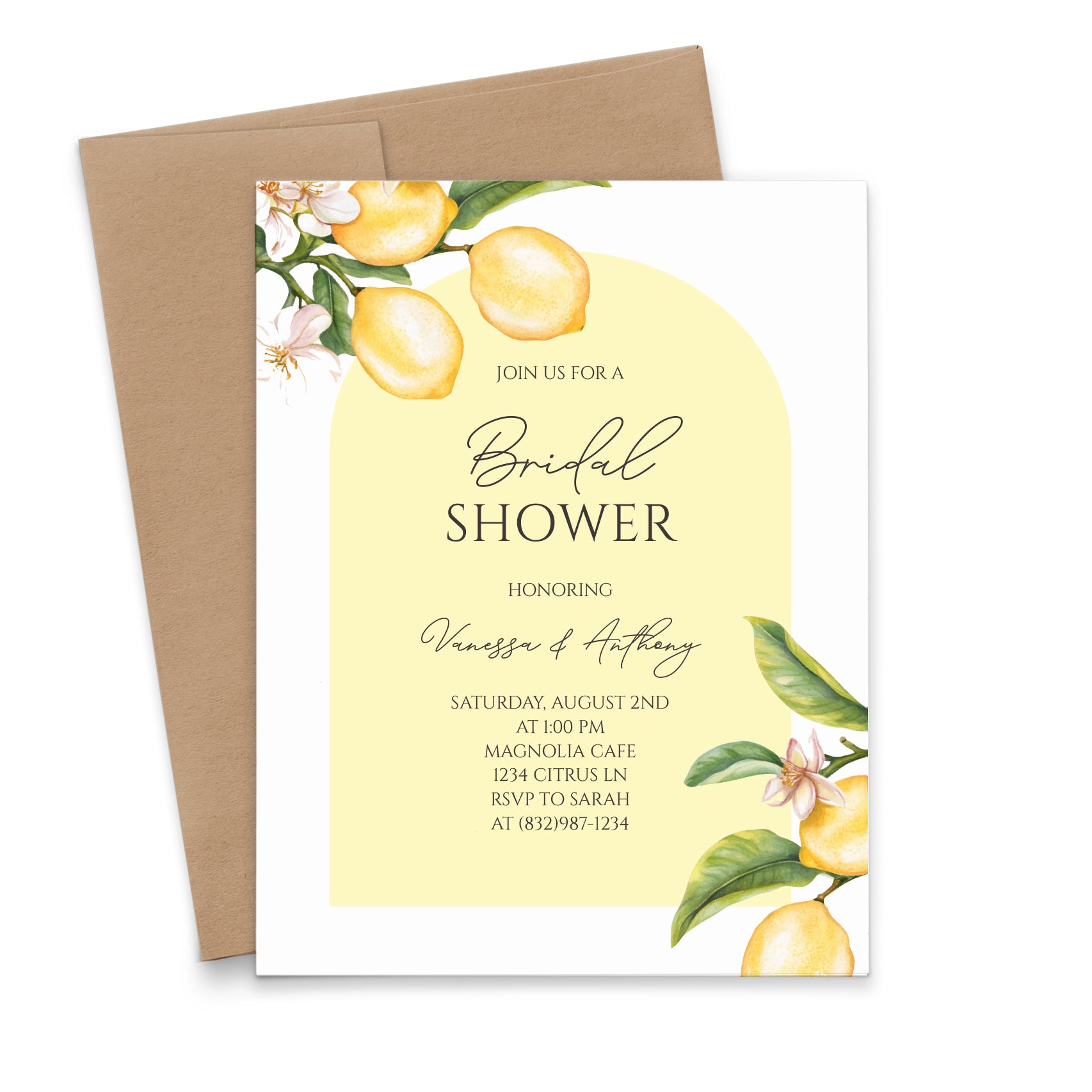 Summer Bridal Shower Invitations With Lemons