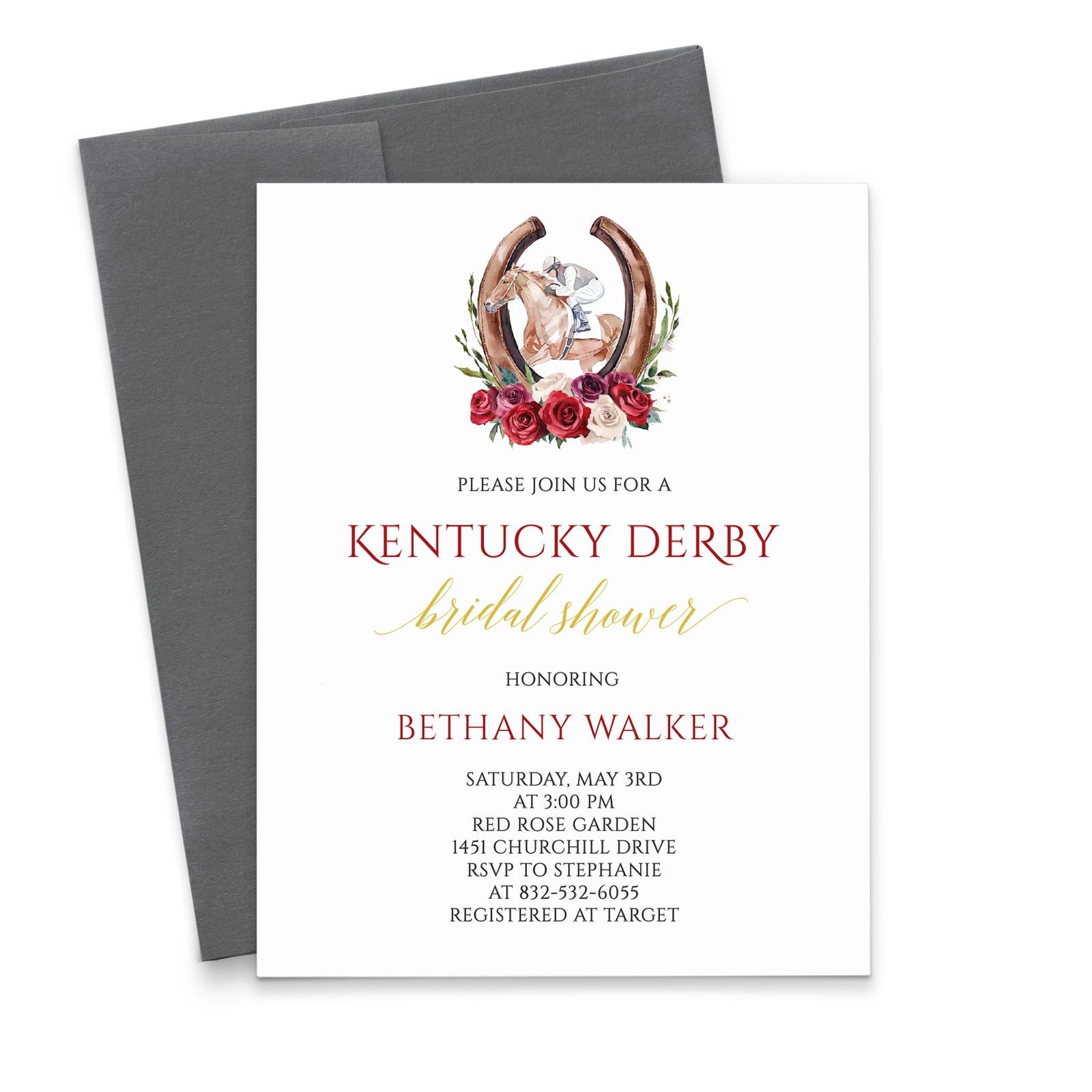 Kentucky Derby Bridal Shower Invitations With Horseshoe