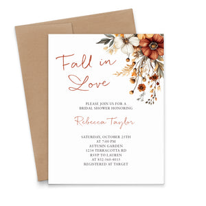 Fall in Love Floral Bridal Shower Invitations