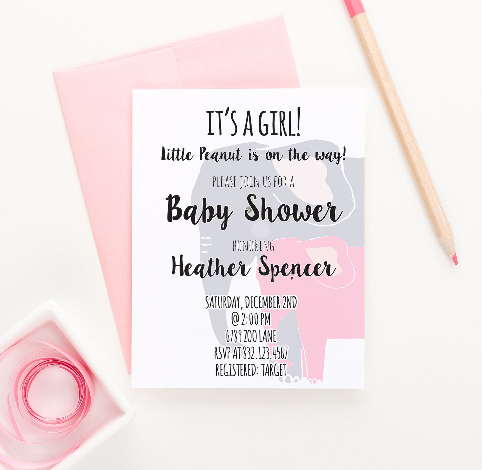 Baby Shower Invitations - Modern Pink Paper