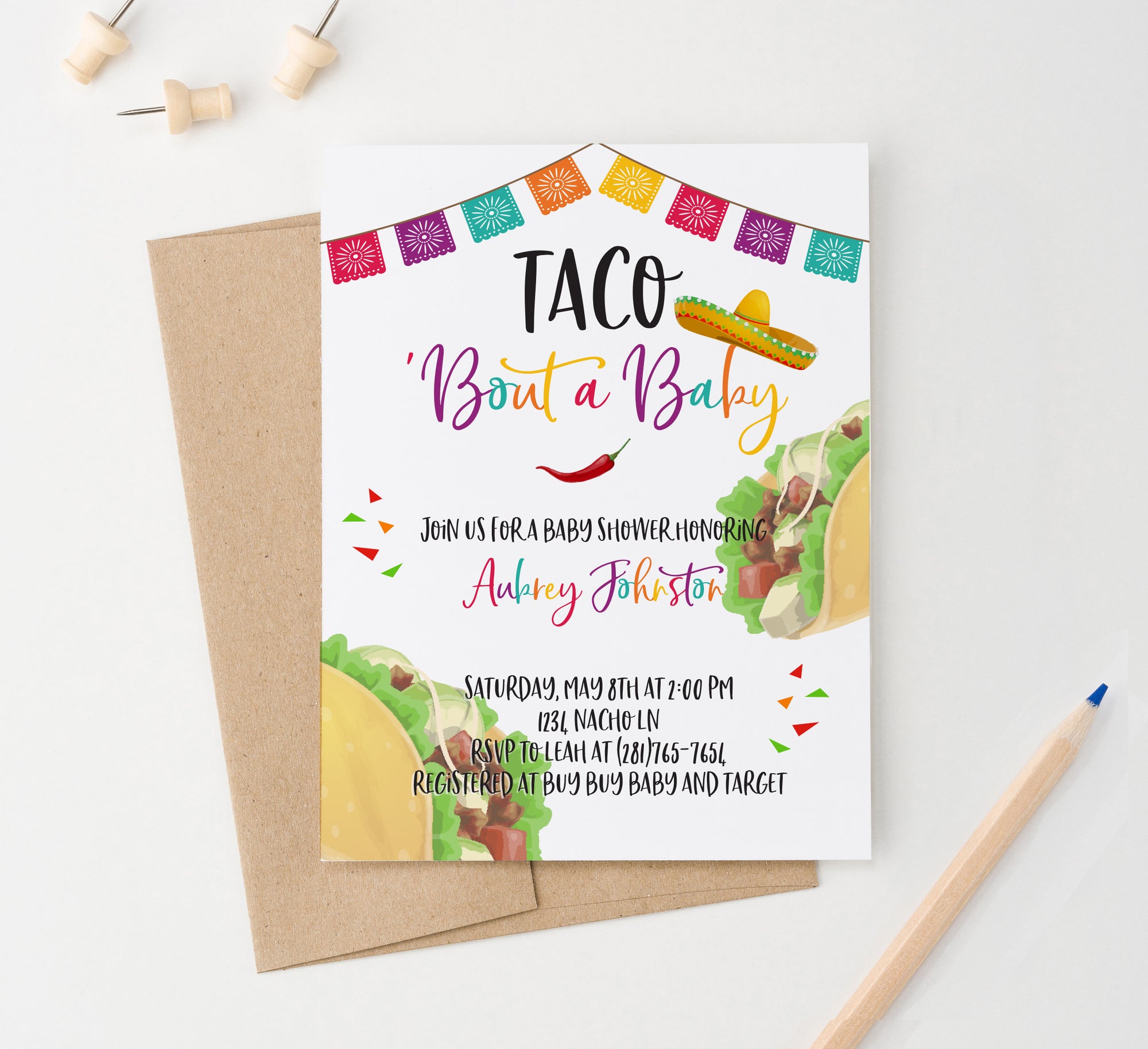 Taco Bout A Baby Baby Shower Invitations Personalized