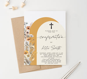 Boho Wildflower Confirmation Card With Arches