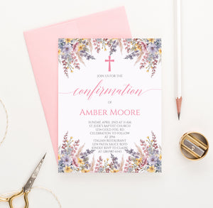 Classic Floral Confirmation Invitation Cards