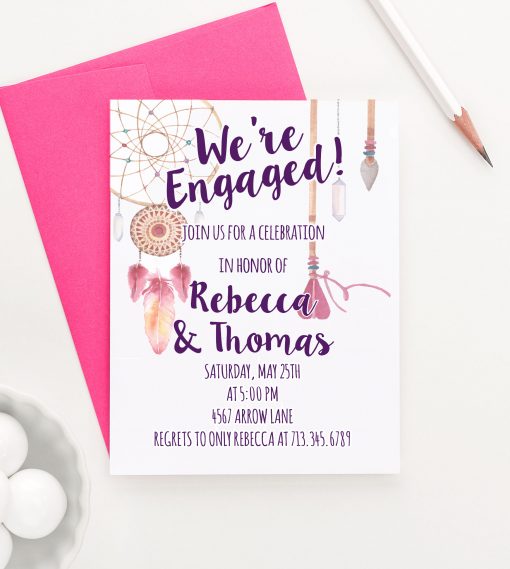 Personalized Unique Engagement Party Invitations With Dreamcatcher