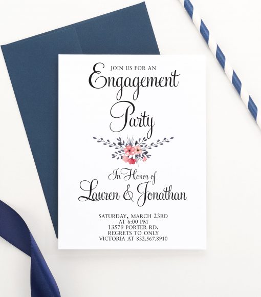 Personalized Simple Wedding Engagement Invitations With Flowers