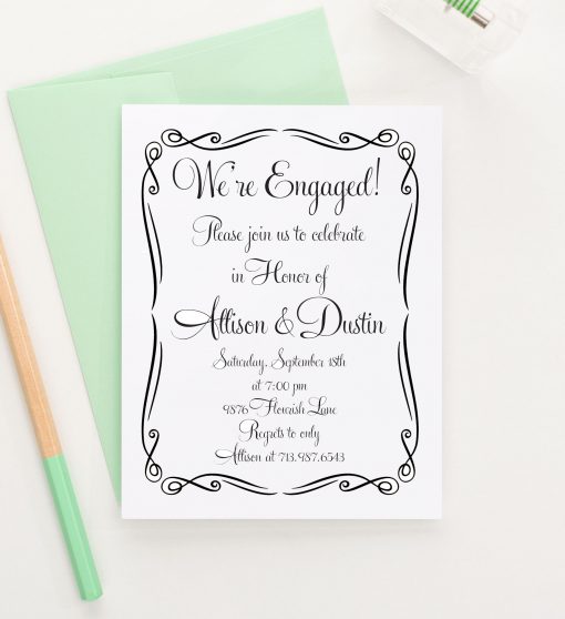 Elegant Custom Engagement Party Invitations