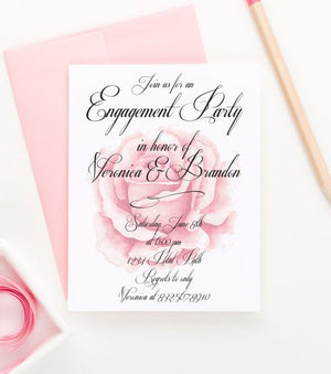 Personalized Timeless Engagement Party Invitations With Rose