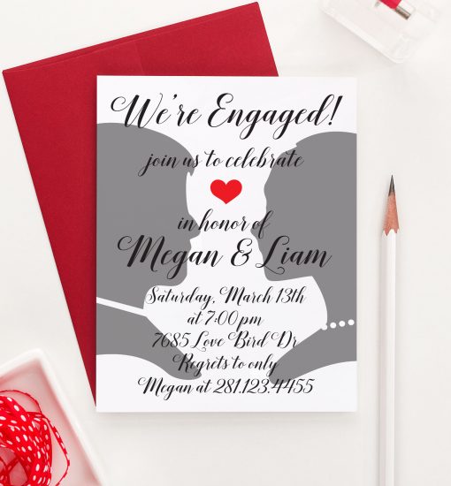 Personalized Simple Engagement Party Invitations With Silhouettes