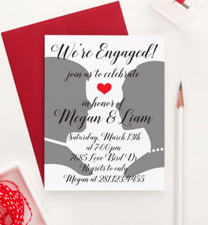 Personalized Simple Engagement Party Invitations With Silhouettes