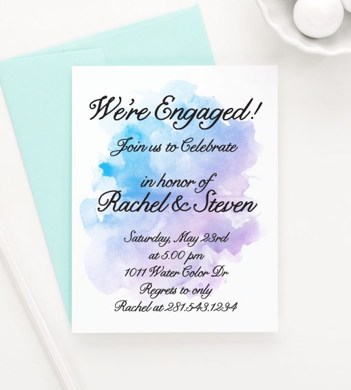 Artistic Custom Watercolor Engagement Party Invitations