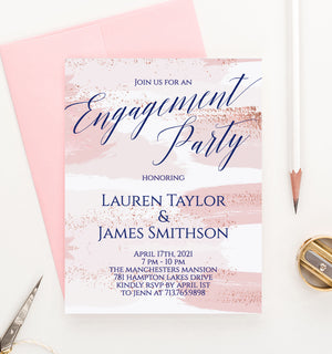 Watercolor Pink Engagement Party Invitations Customized