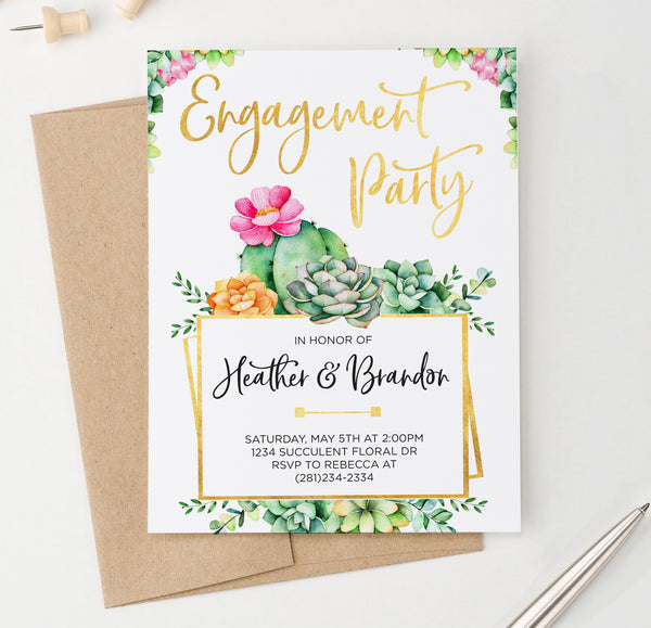 succulent birthday invitations Succulent Engagement Party Invitations Personalized