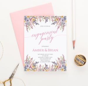 Modern Floral Engagement Invitation Card