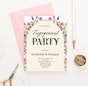 Modern Engagement Invitations With Wildflower Arch