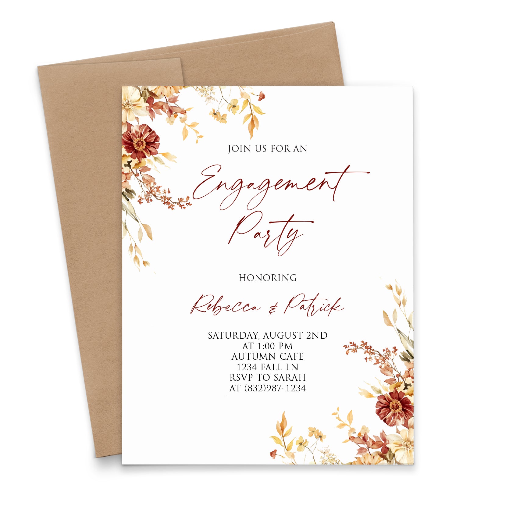 Fall Engagement Party Invitations With Flowers 