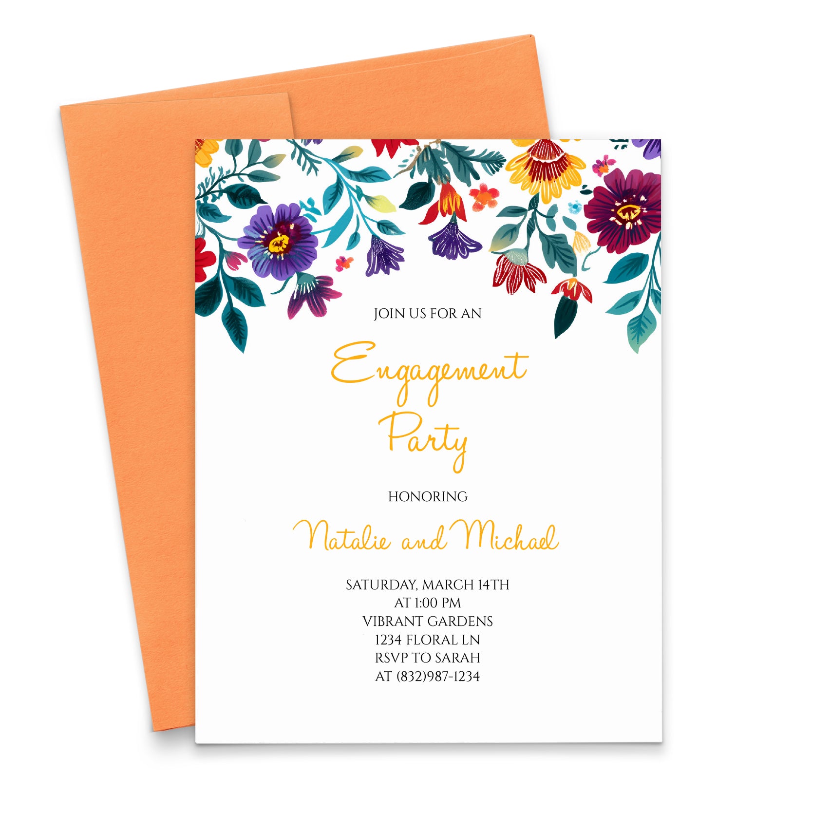 Colorful Mexican Themed Engagement Party Invitation Cards