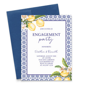 Mediterranean Engagement Party Invitations With Lemons