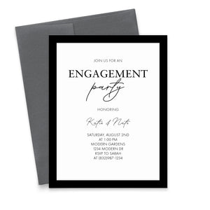 Elegant Black And White Engagement Party Invitations 